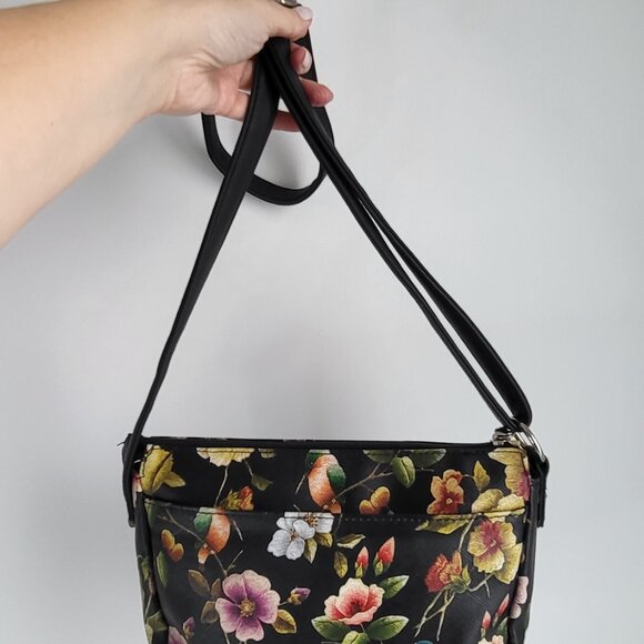 Rosetti Floral Crossbody Bag I Black Bird & Flowers Print I Lightweight - Picture 3 of 10
